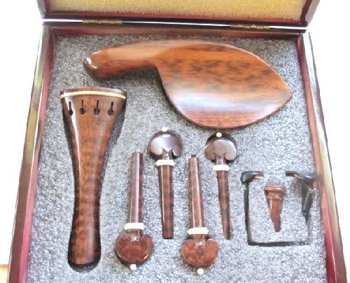Violin fitting set- Snakewood-white trimme