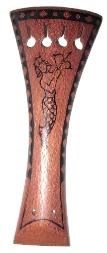 Violin tailpiece-Baroque-Mahogany-decorated mermaid