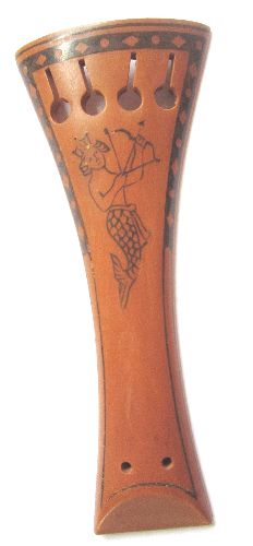 Violin tailpiece-Baroque-Natural boxwood-decorated ebony mirmaid