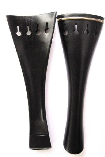 Violin tailpiece-French-Ebony-gold saddle-hollow-114mm