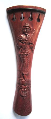 Violin tailpiece-French-Paddock-Carved violinist