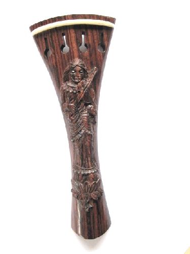 Violin tailpiece-French-Rosewood-carved female violinist-white saddle