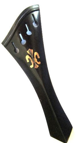 Violin tailpiece-"Schmidt harp-style"-Ebony-brass fleur de lys