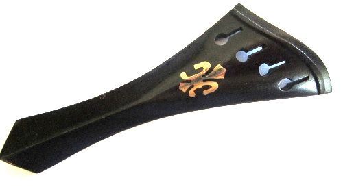 Violin tailpiece-"Schmidt harp-style"-Ebony-brass fleur de lys