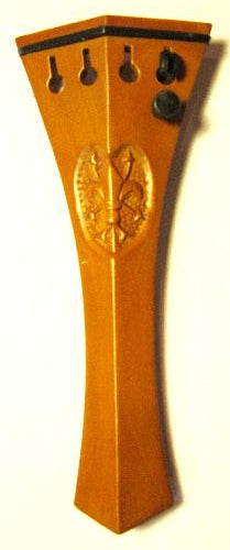 Violin tailpiece-Hill-Boxwood-carved Fleur de lys-1 tuner