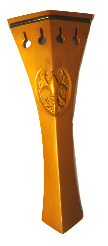 Violin tailpiece-Hill-Boxwood-Carved fleur de lys