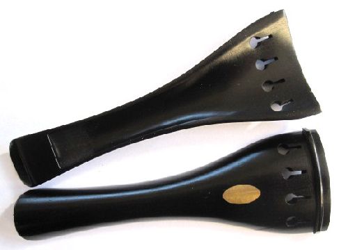 Violin tailpiece-Mirecourt-Ebony-Brass olive-hollow