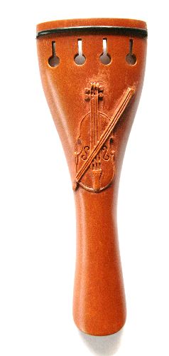 Violin tailpiece-Round boxwood-carved violin