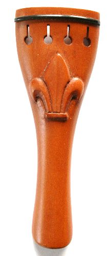 Violin tailpiece-Round boxwood-carved-Fl-d-lys