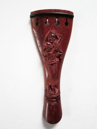 Violin tailpiece-Round-carved-female violinist-Paddock