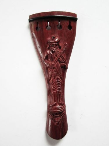 Violin tailpiece-Round-carved-male violinist-Paddock