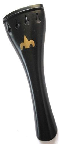 Violin tailpiece-Round-ebony-brass bird inlay