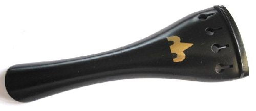Violin tailpiece-Round-ebony-brass bird inlay