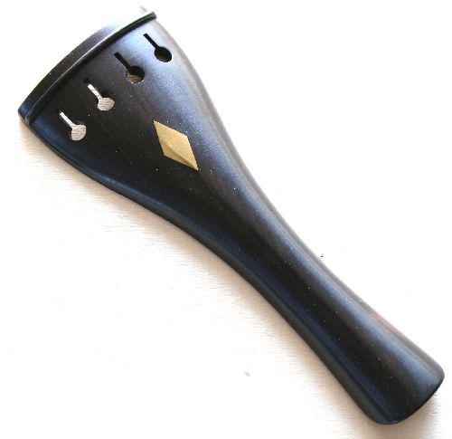 Viola Tailpiece-Round-Ebony-Brass diamond