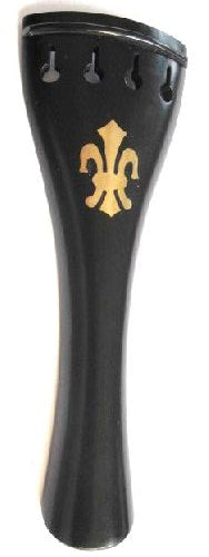 Violin tailpiece-Round-Ebony-fleur de lys brass