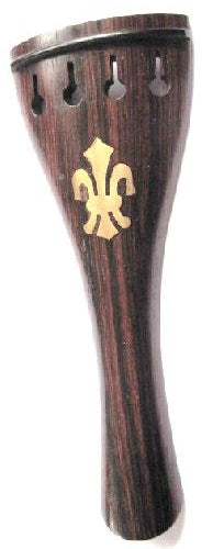 Violin tailpiece-round-rosewood-fleur de lys brass