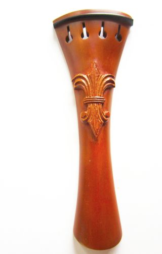 Viola tailpiece-French-Boxwood-carved fleur de lys