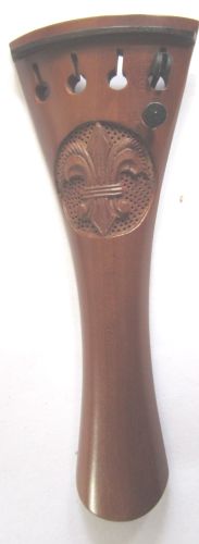 Violin tailpiece-French-Boxwood-carved fleur de lys-1 tuner