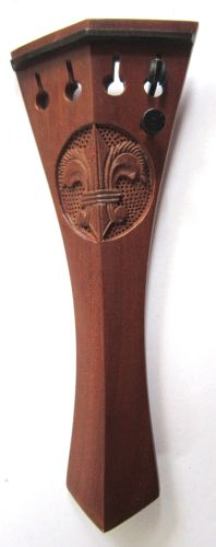 Viola tailpiece-Hill-Boxwood-carved fleur de lys-1 tuner