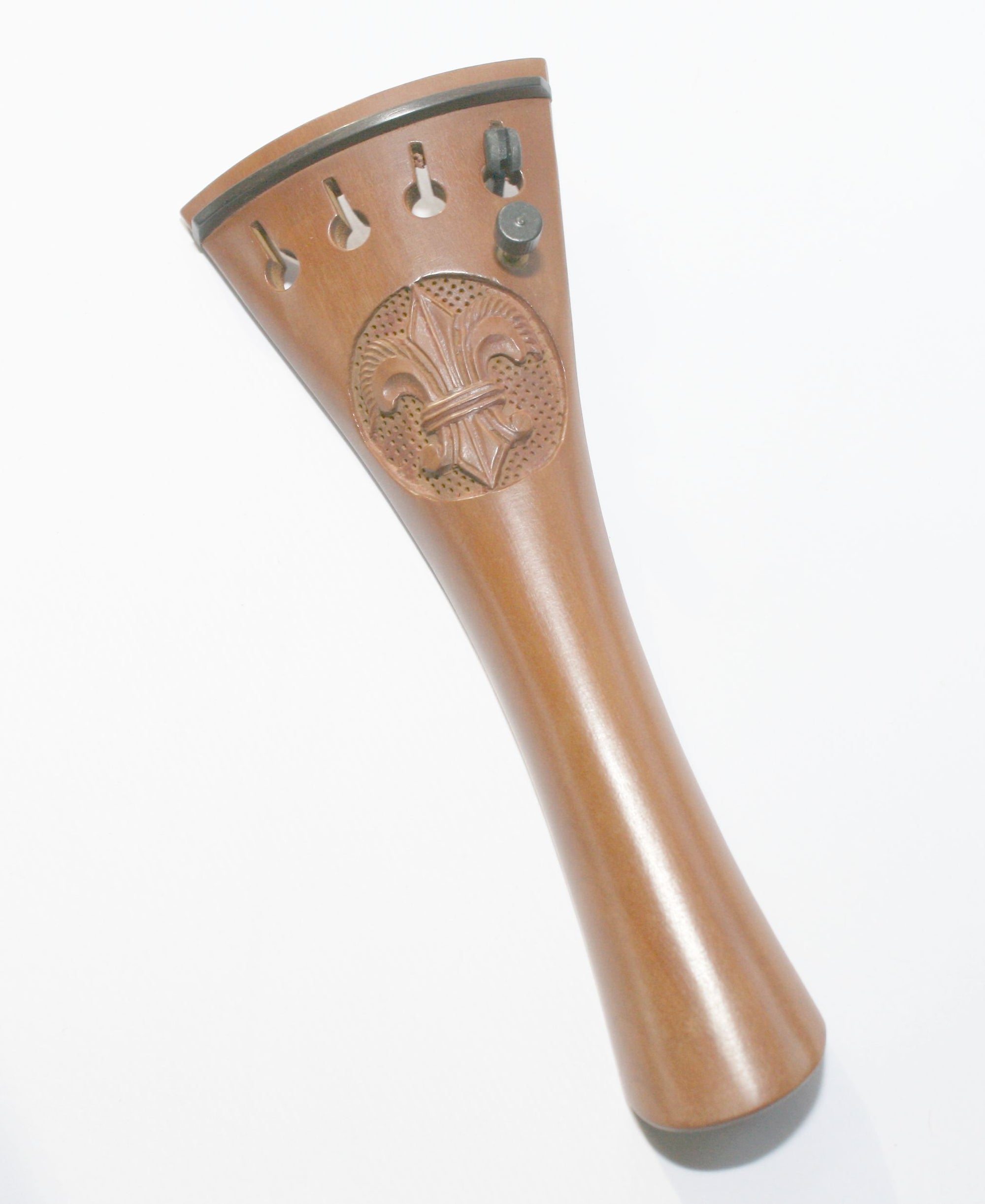 Viola tailpiece-French-Boxwood-Carved Fleur de lys-1 tuner-125mm