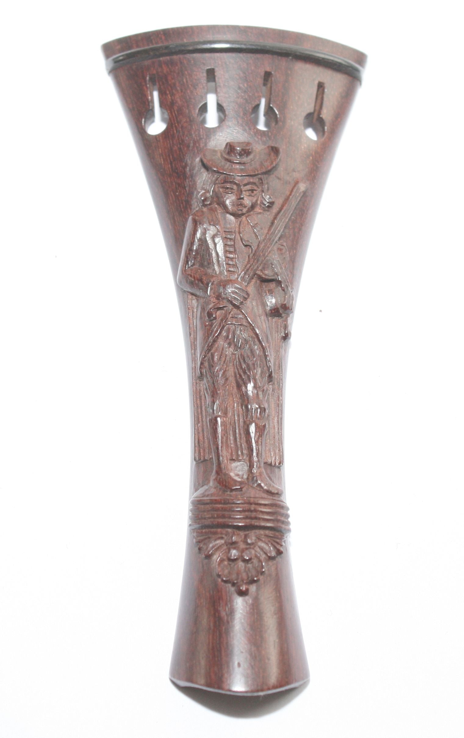 Violin Tailpiece-French-Rosewood-Carved Male Violinist.