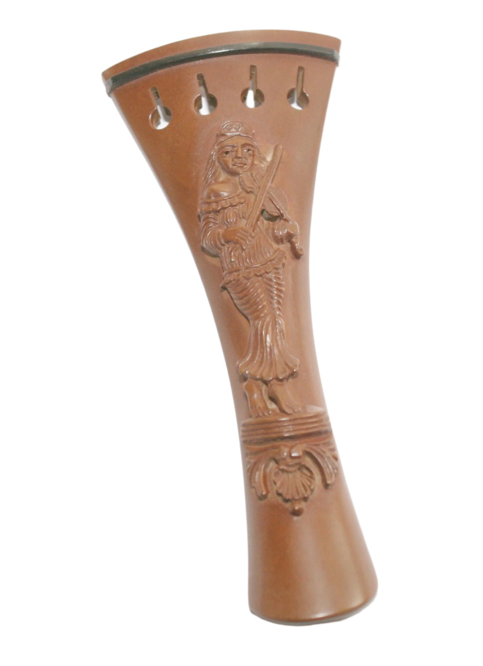 Violin Tailpiece-French-Boxwood-Carved Female Violinist
